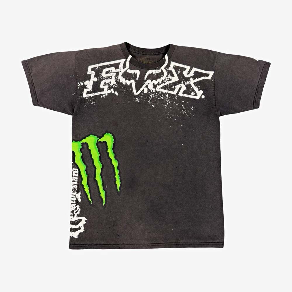 Vintage Rare Y2K Faded and Distressed Fox x Monster Energy Graphic Tshirt Size M